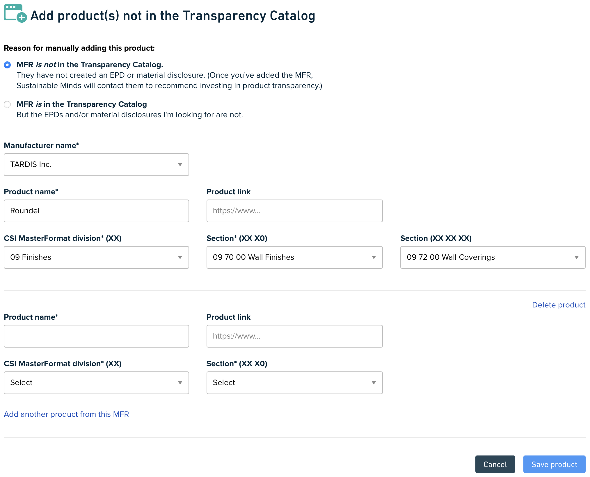 Form to add multiple products outside the Transparency Catalog.png