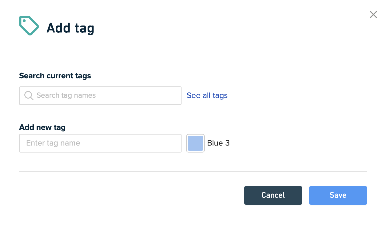 Add tag popup
